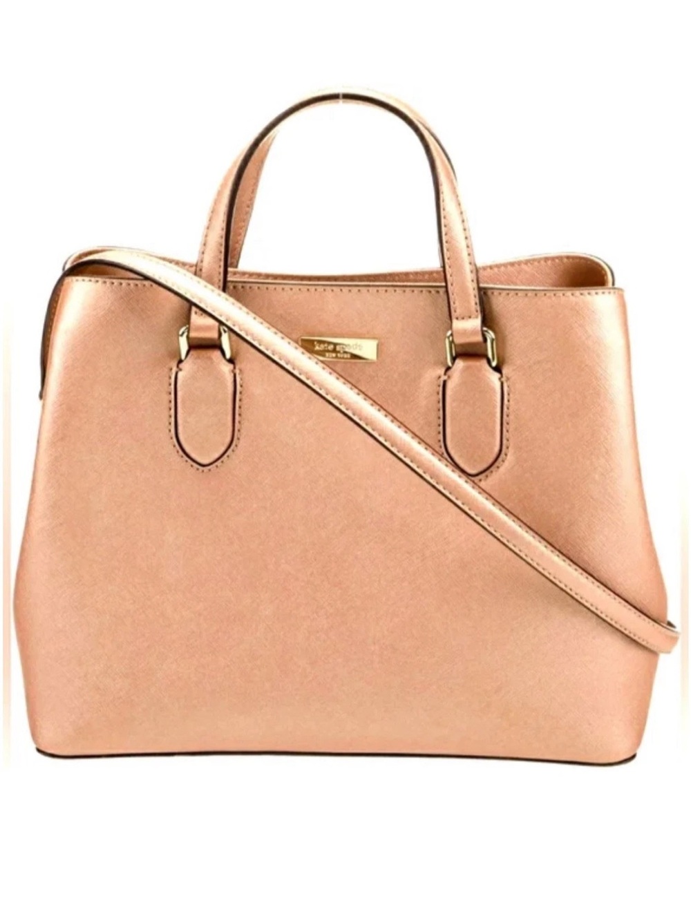 Kate Spade Laurel Way Evangelie satchel/ Champagne/ Rose Gold W/crossbody Strap